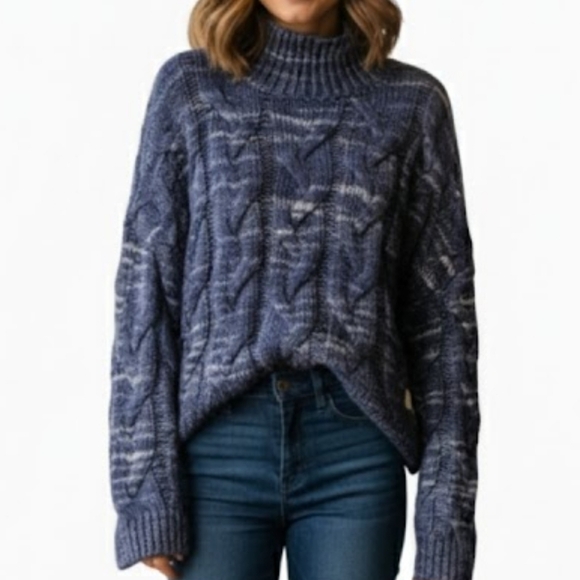 a.n.a Sweaters - a.n.a Blue and White Cable Knit Sweater. Size XXL
